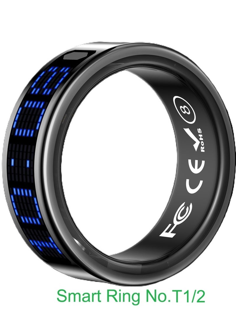 general Smart Ring SR16 for Heart Rate Monitoring, Blood Oxygen Monitoring, Sleep Monitoring, Motion Detection, Multi-Functional Display, All-Weather Protect Your Health with Caller ID Reminder, IP68 Waterproof, Black No.10, Internal Diameter: 19.9mm, Perimeter: 62.4mm - Image 1